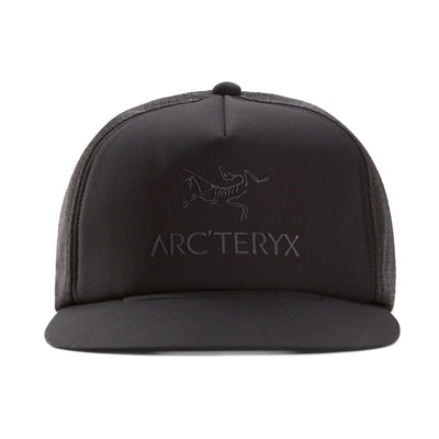 Arc'teryx Logo Trucker Flat Hat | Headwear NZ | Clothing Accessories | Further Faster Christchurch NZ | #black