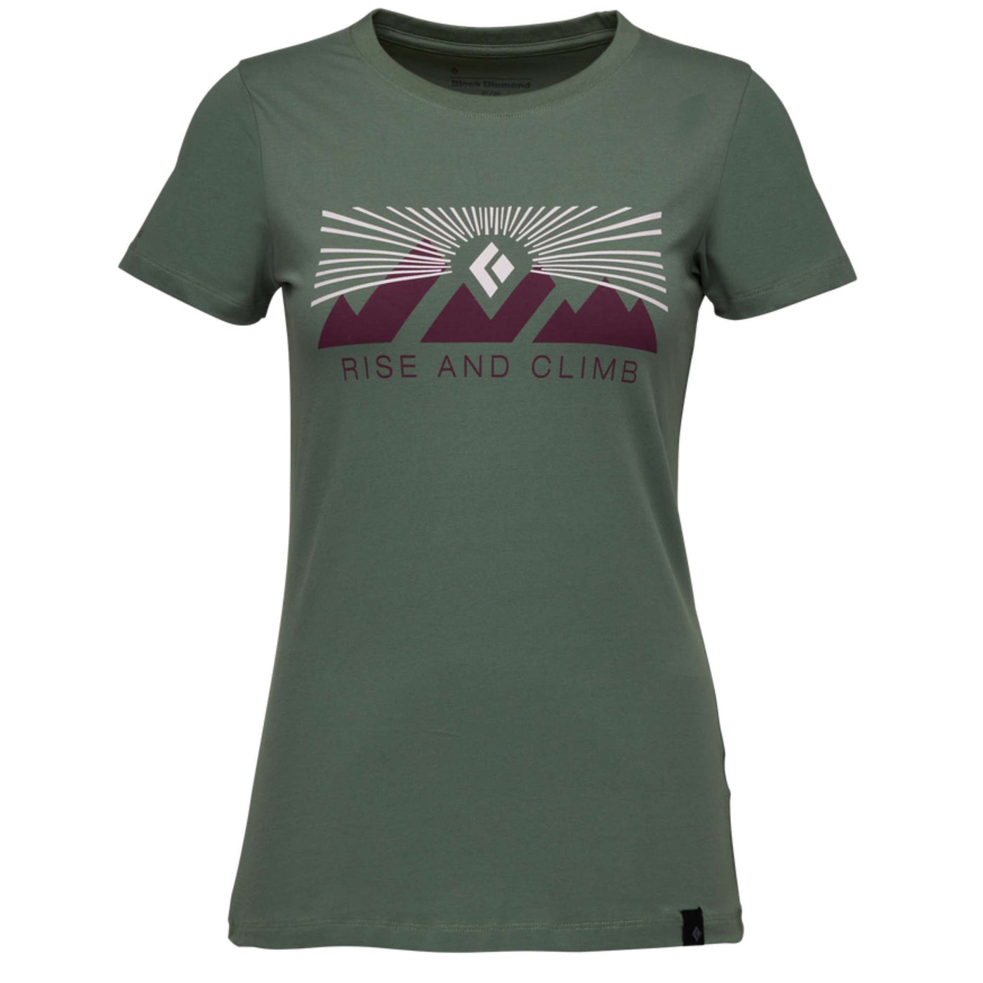 Black Diamond Rise And Climb Short Sleeve Tee - Womens | Womens Rock Climbing & Bouldering Tee Shirt | Further Faster Christchurch NZ #laurel-green