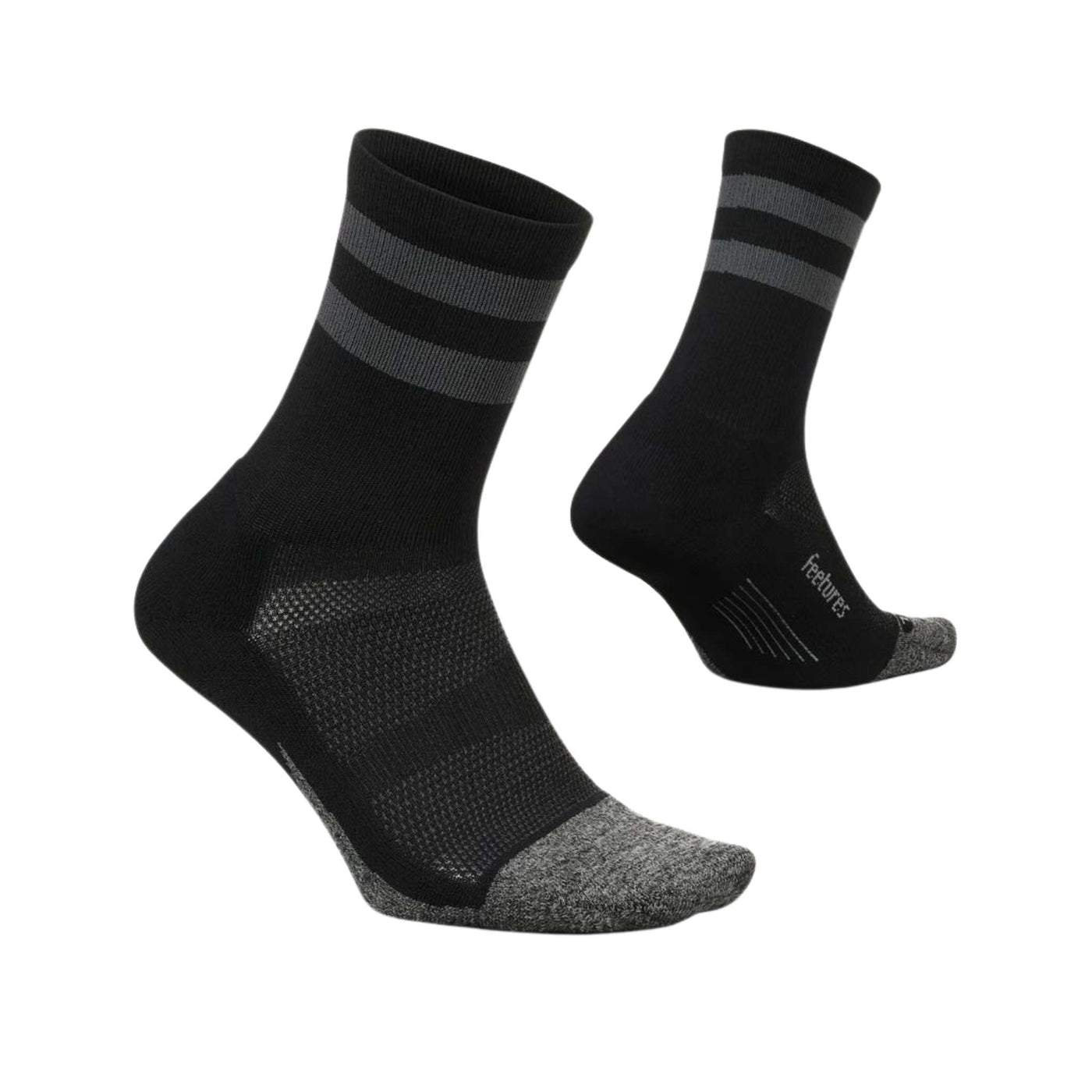 Feetures Elite Light Cushion - Mini Crew | Active Socks | Further Faster Christchurch NZ | #black-high-top-stripe