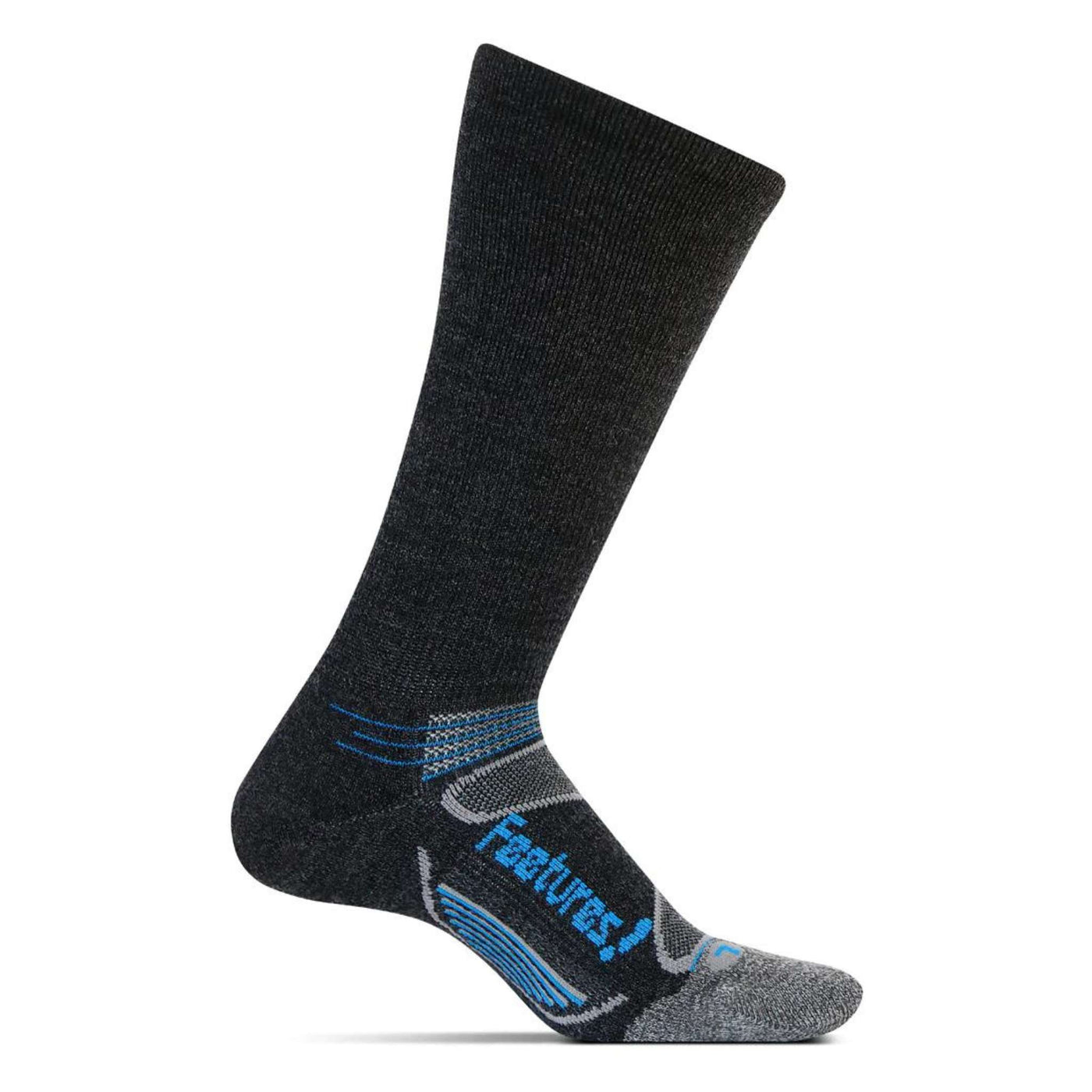 Feetures Elite Merino+ Light Cushion Crew | Active Socks | Further Faster Christchurch NZ | #charcoal-brilliant-blue