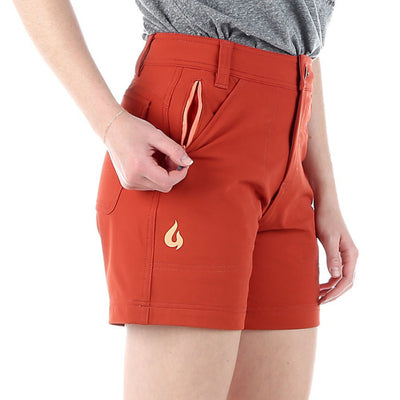 Gnara Go There Short | Womens Hiking Shorts | Further Faster Christchurch NZ | #redwoods-rust