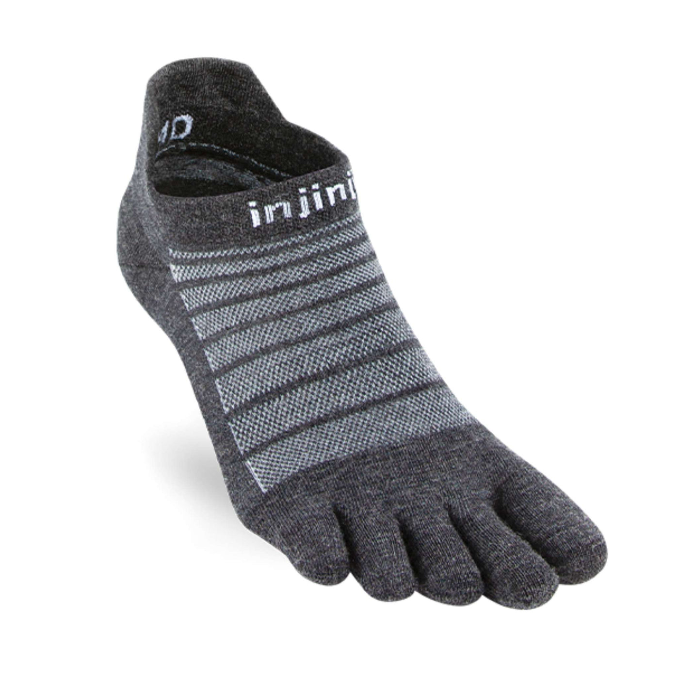 Injinji Run Lightweight NuWool - No Show | Injinji NZ Toe Sock | Trail Running Socks | Further Faster Christchurch NZ | #charcoal