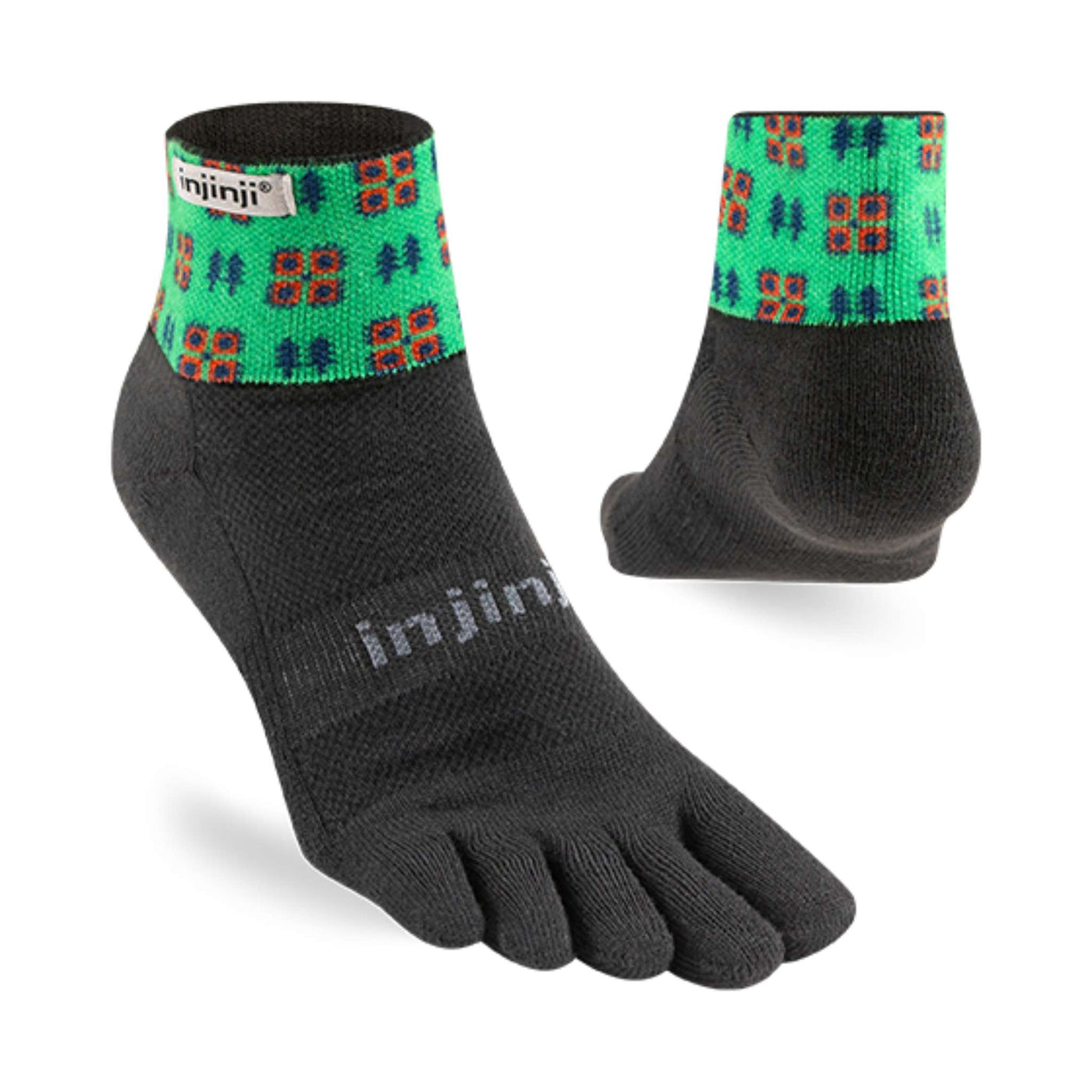 Injinji Trail Artist Designed Evergreen Mens - Mini Crew | Injinji Toe Sock | Further Faster Christchurch NZ | #evergreen