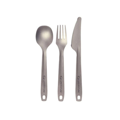 Lifeventure Superlight Titanium Cutlery Set - 3 piece | Camping Dinnerware | Further Faster Christchurch NZ