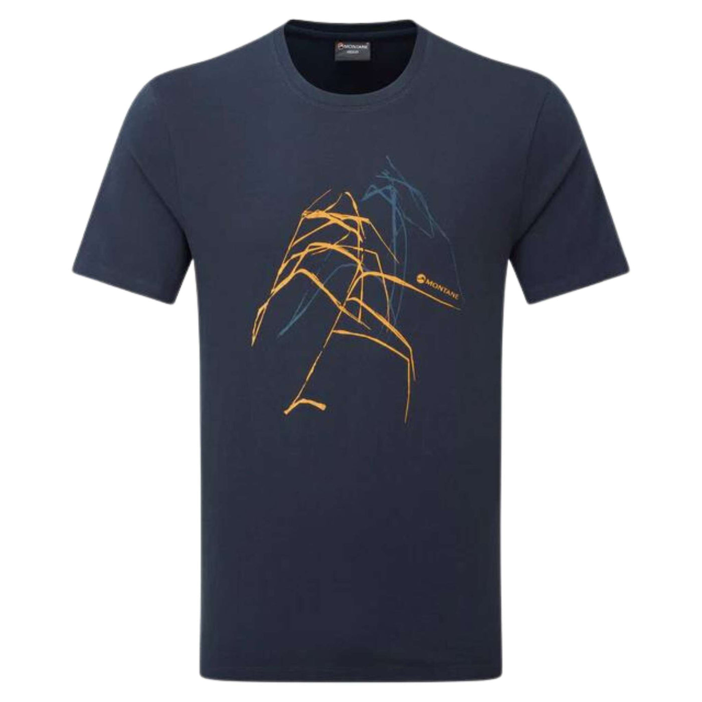 Montane Abstract T-Shirt - Mens | Organic Cotton T-Shirt | Further Faster Christchurch NZ #eclipse-blue