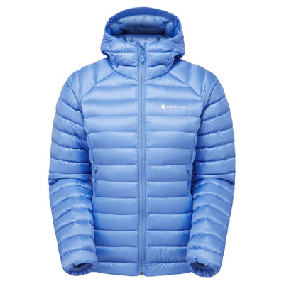 Montane Anti-Freeze Hoodie - Womens | Womens Down Insulated Jacket NZ | Further Faster Christchurch NZ #cornflower
