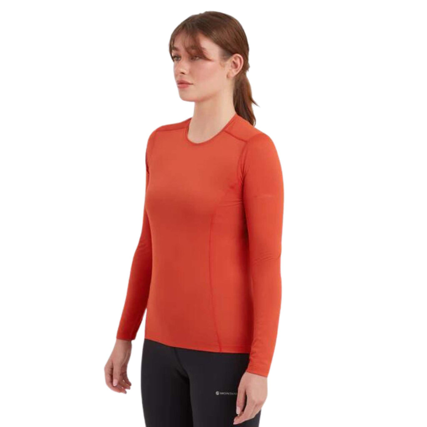 Montane Dart Lite Long Sleeve T-Shirt - Womens | Technical Hiking Baselayer | Further Faster Christchurch NZ #saffron-red