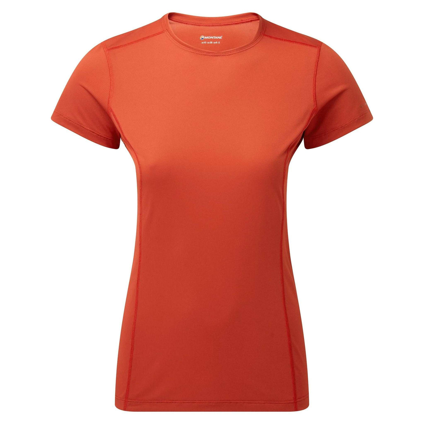Montane Dart Lite T-Shirt - Womens | Technical Hiking Baselayer | Further Faster Christchurch NZ #saffron-red
