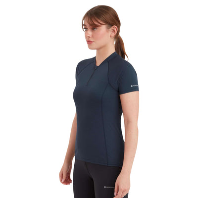 Montane Dart Nano Zip T-Shirt - Womens | Technical Hiking Baselayer | Further Faster Christchurch NZ #eclipse-blue