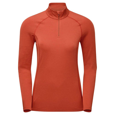 Montane Dart XT Thermal Zip Neck Long Sleeve T-Shirt - Womens | Baselayer Womens | Further Faster Christchurch NZ #saffron-red