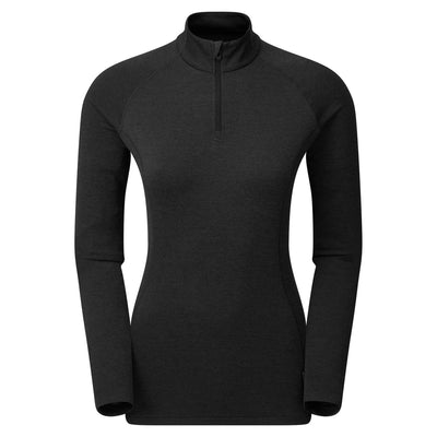 Montane Dart Zip Neck Long Sleeve - Womens | Womens Base Layer NZ | Further Faster Christchurch NZ #black