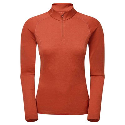 Montane Dart Zip Neck Long Sleeve - Womens | Womens Base Layer NZ | Further Faster Christchurch NZ #saffron-red