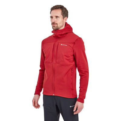 Montane Fury XT Hoodie - Mens | Men's Fleece Hooded Jacket NZ | Further Faster Christchurch NZ #acer-red