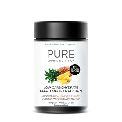 Pure Electrolyte Hydration Low Carb 160g Tub - Pineapple | Energy Drink NZ | Further Faster Christchurch NZ