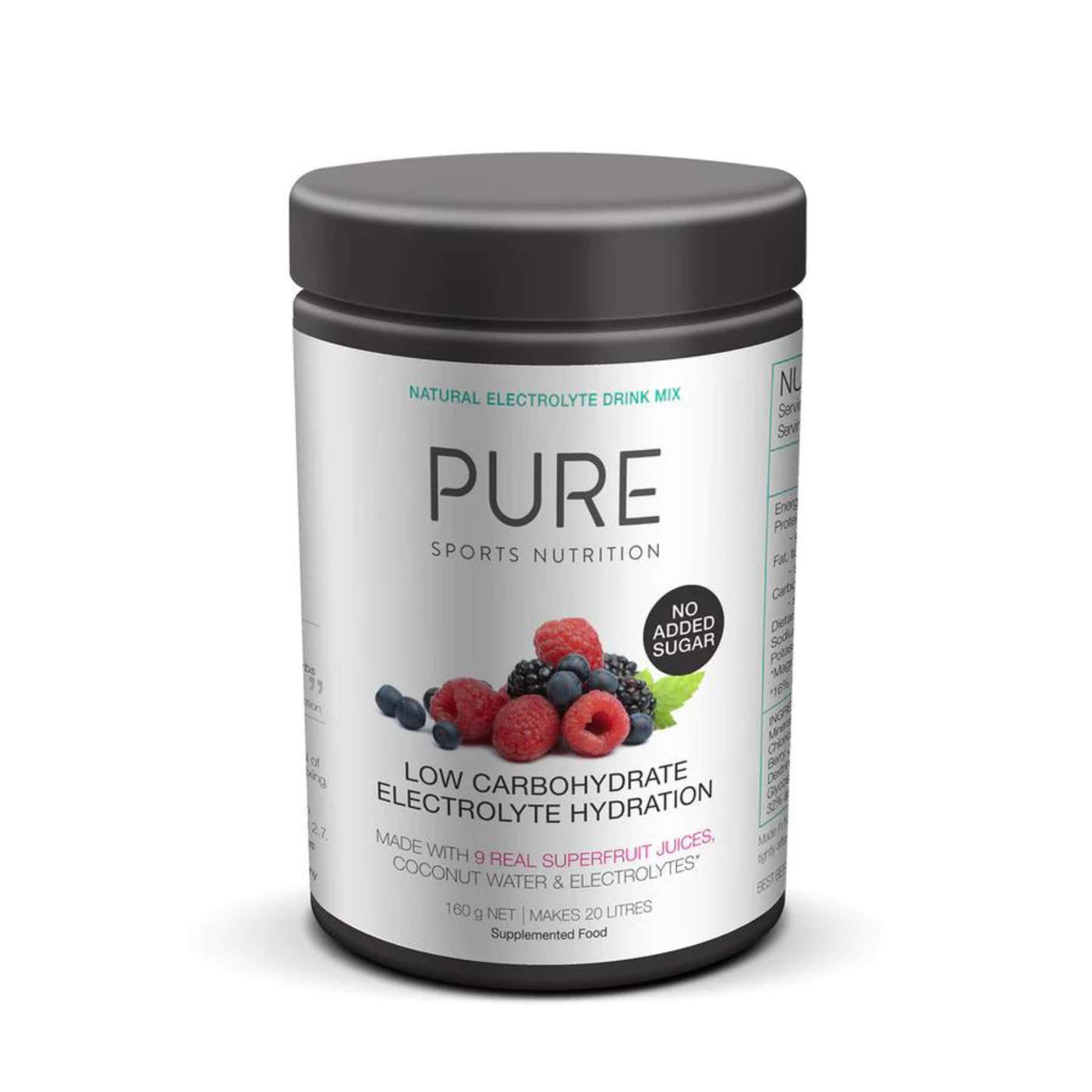 Pure Hydration Low Carb 160g Tub - Superfruits | Sports Nutrition and Supplements | Further Faster Christchurch NZ