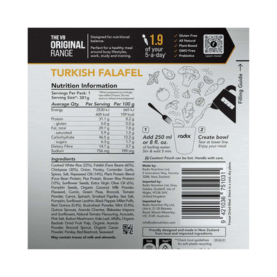 Radix Nutrition Original 600kcal Main Meal - Turkish Falafel V9 | Freeze Dried Meals | Further Faster Christchurch NZ | #turkish-falafel