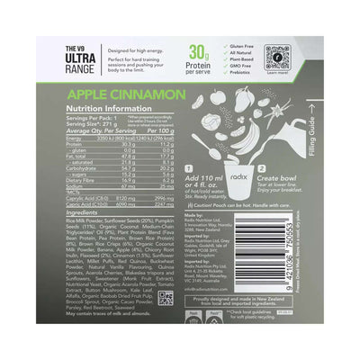 Radix Nutrition Ultra 800kcal Breakfast - Apple & Cinnamon V9 | Freeze Dried Meals | Further Faster Christchurch NZ