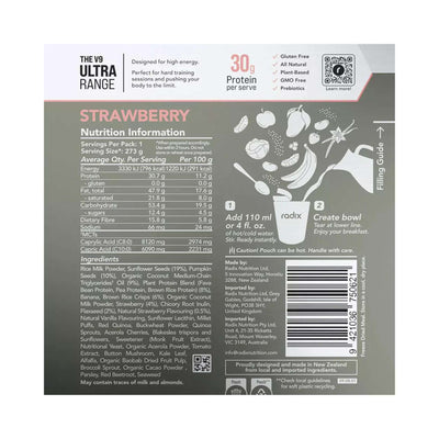 Radix Nutrition Ultra 800kcal Breakfast - Strawberry V9 | Freeze Dried Meals | Further Faster Christchurch NZ