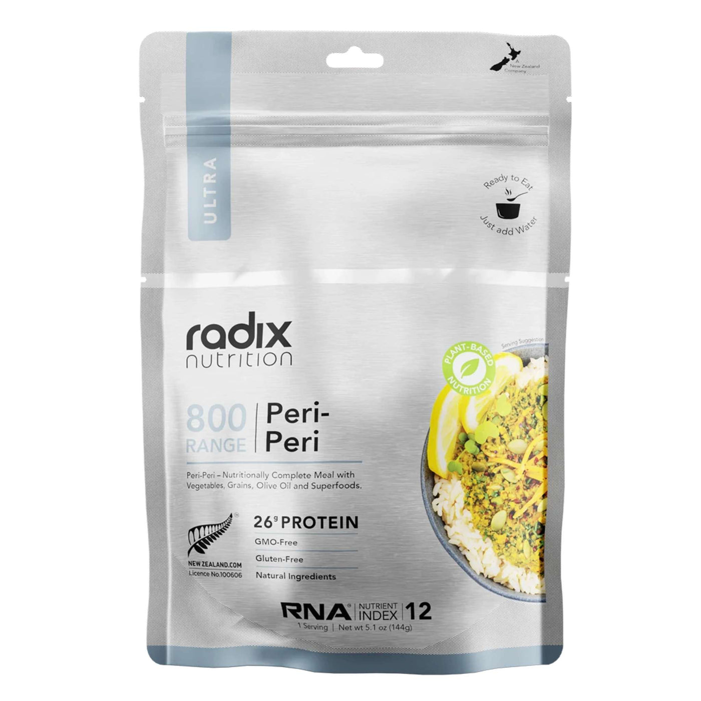 Radix Nutrition Ultra 800kcal Main Meal - Plant Based Peri Peri V8 | Freeze Dried Meals NZ | Further Faster Christchurch NZ 