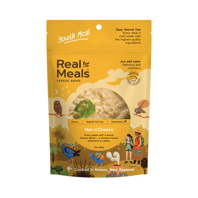 Real Meals Youth Dinner - Mac'n'Cheese | Freeze Dried Meals | Further Faster Christchurch NZ