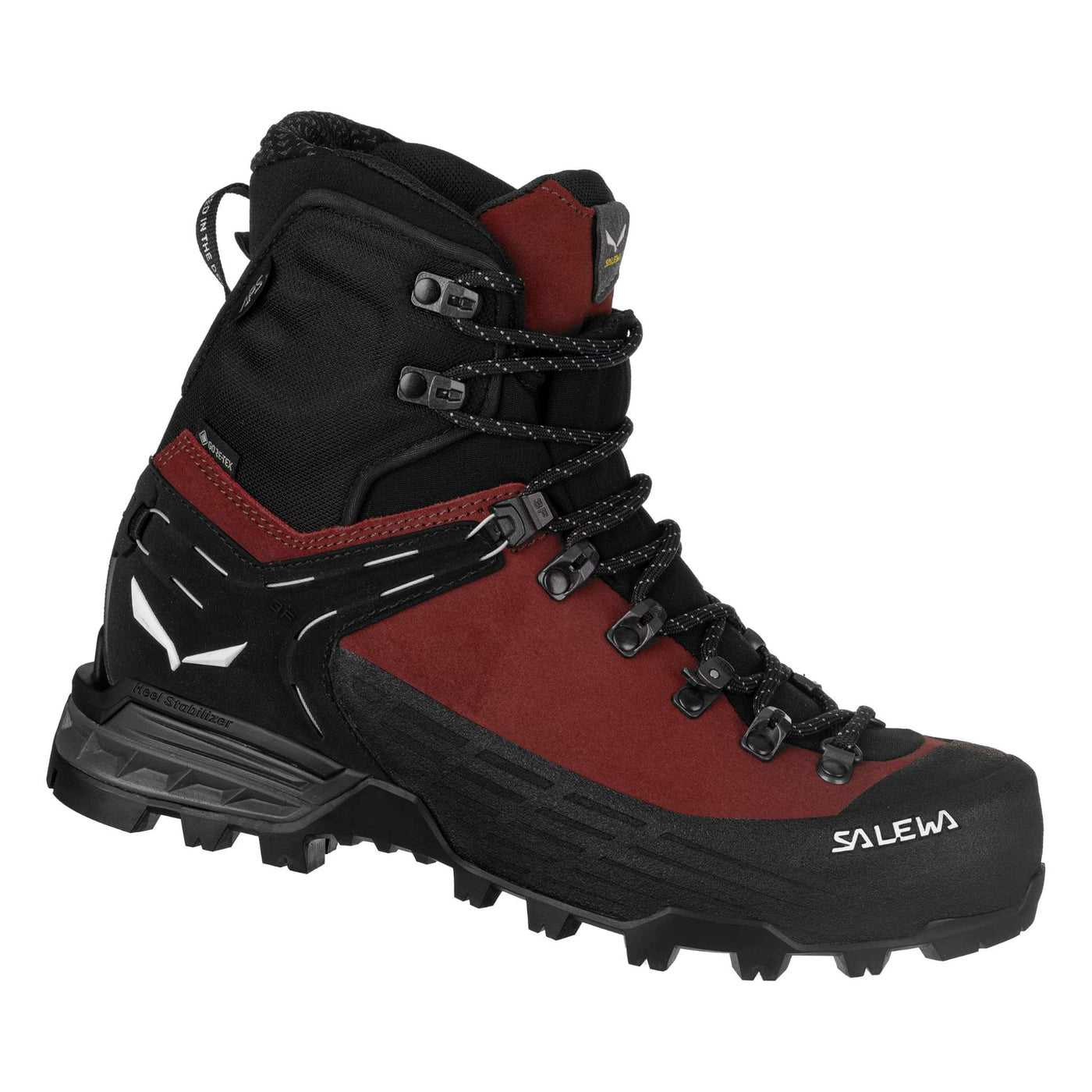 Salewa Ortles Ascent Mid GTX - Womens | Mountaineering Boot NZ | Further Faster Christchurch NZ #red-syrah-black