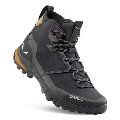 Salewa Puez Mid Power-Tex Shoe - Mens | Waterproof Hiking and Trekking Boots | Further Faster Christchurch NZ | #black-black
