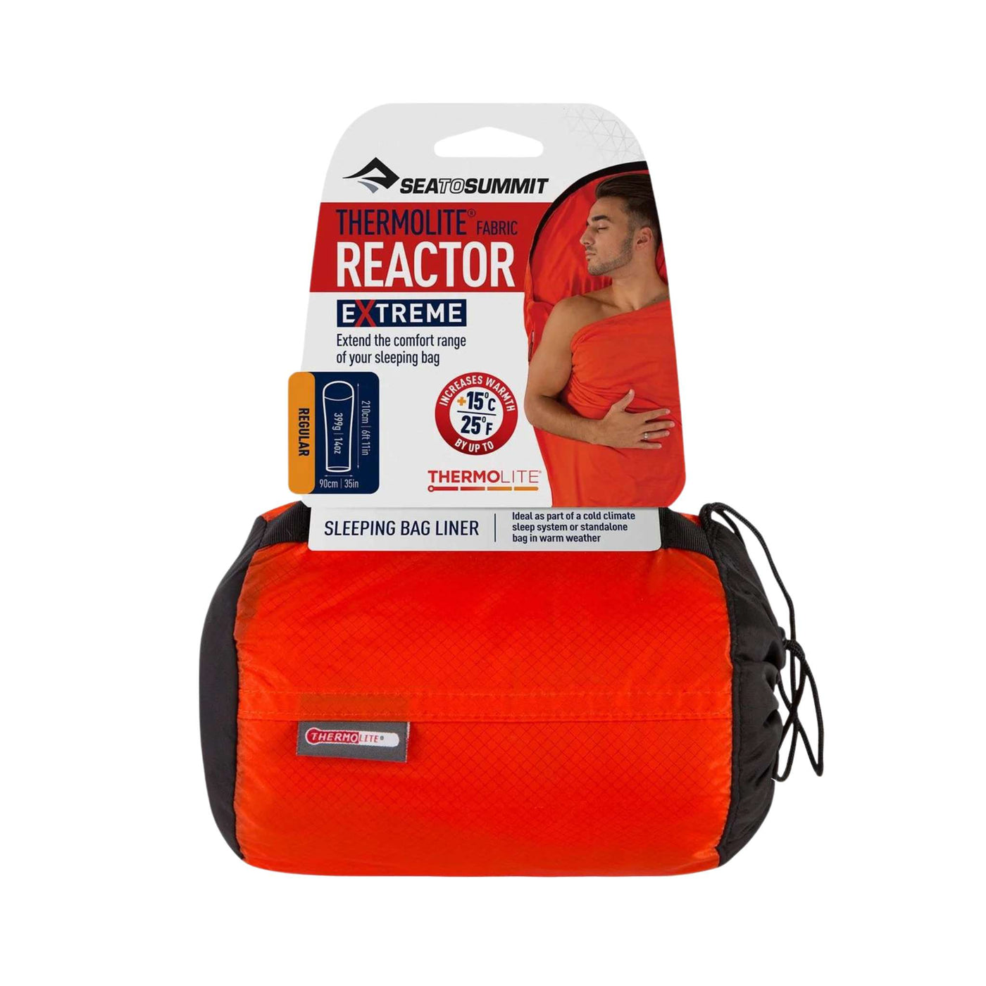 Sea to Summit Reactor Extreme Liner with Drawcord - Mummy | Liners NZ | Further Faster Christchurch NZ | #spicy-orange