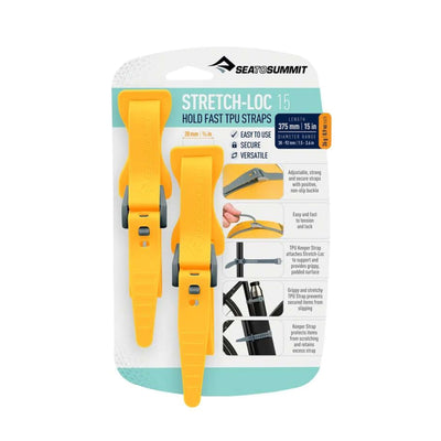 Sea to Summit Stretch-Loc TPU Straps 15-20mm x 375mm - 2pk | Accessory Straps | Further Faster Christchurch NZ | #yellow