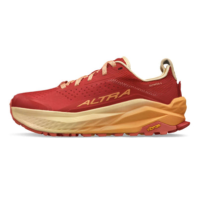 Trail Running Shoe NZ | Altra Olympus 6 - Womens | Further Faster Christchurch NZ | #red-orange