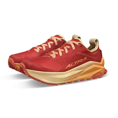 Trail Running Shoe NZ | Altra Olympus 6 - Womens | Further Faster Christchurch NZ | #red-orange