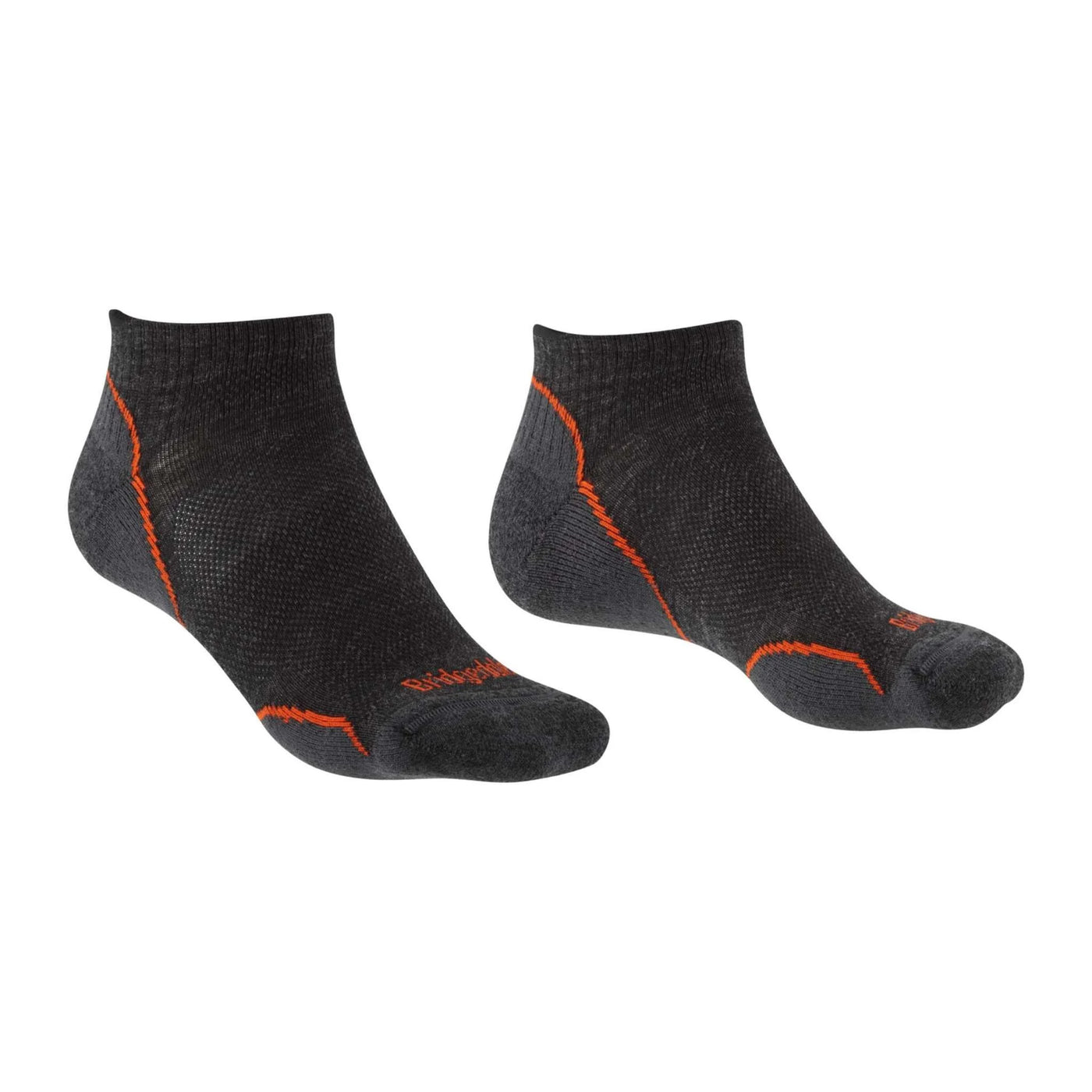 Hiking Socks | Bridgedale Hike Ultralight T2 Merino Performance Fit Low Length Sock - Mens | Further Faster Christchurch NZ | #anthracite-orange
