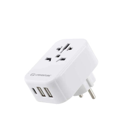 Lifeventure Travel Adaptor - World to Europe with USB & USB C