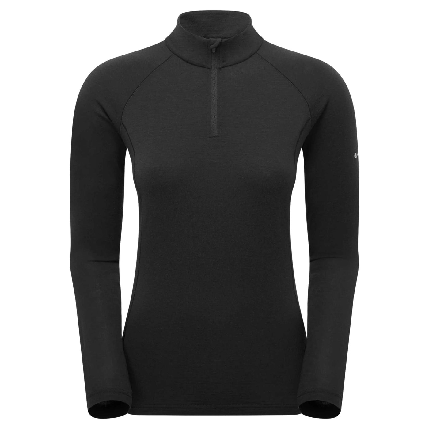 Womens Baselayer NZ | Montane Malli Long Sleeve Zip Tee - Womens | Further Faster Christchurch NZ | #black
