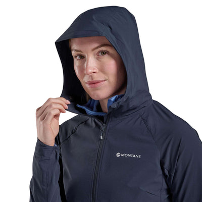 Montane Tenacity Nano Hoodie - Womens | Womens Hooded Softshell Jacket | Further Faster Christchurch NZ | #eclipse-blue