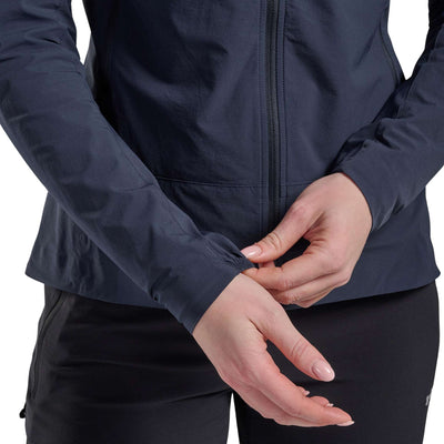 Montane Tenacity Nano Hoodie - Womens | Womens Hooded Softshell Jacket | Further Faster Christchurch NZ | #eclipse-blue