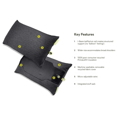 Nemo Fillo Elite Camping Pillow - Wide | Backpacking Pillow | Further Faster Christchurch NZ | #black-pearl-citron