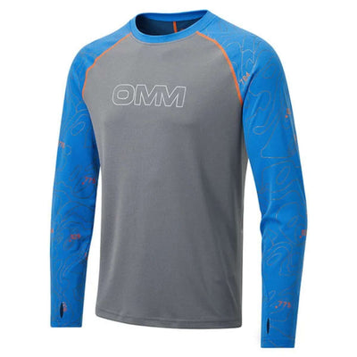 OMM Flow Tee Long Sleeve - Mens | Men's Long Sleeve Shirt | Further Faster Christchurch NZ | #blue-grey