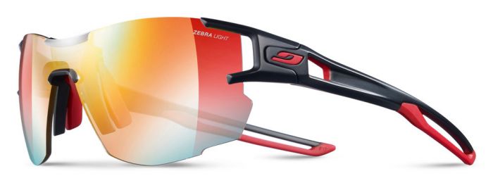 Julbo Aerolite Black/Red Zebra Light Fire Lens | Trail Running Sunglasses