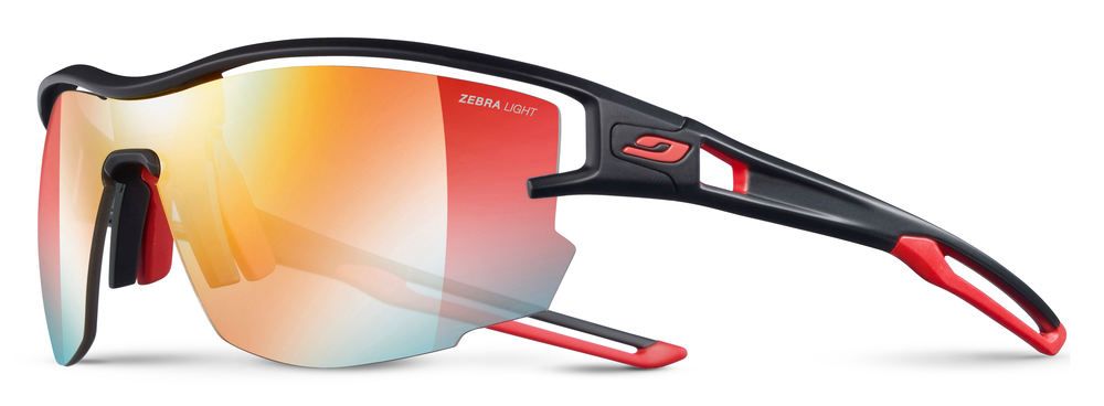 Julbo Aero Black/Red, REACTIV Performance 1-3 | Trail Running Sunglasses