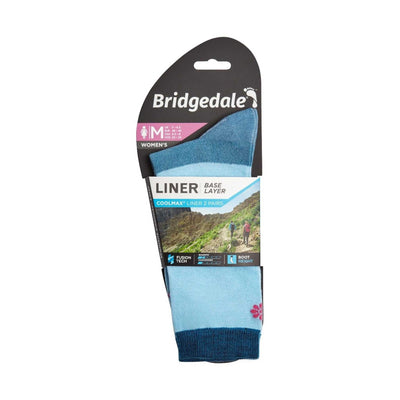 Bridgedale Coolmax Liner Base Layer Socks 2 Pack - Womens | Thermal Hiking & Tramping Liner Base Layer Socks | Further Faster Christchurch NZ #sky