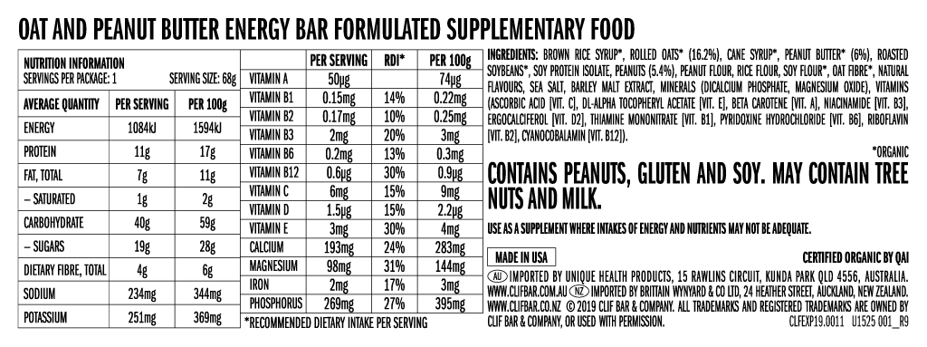 Clif Energy Bar Crunchy Peanut Butter |  Sports Nutrition and Energy Bars NZ | Clif NZ | Available at Further Faster Christchurch NZ