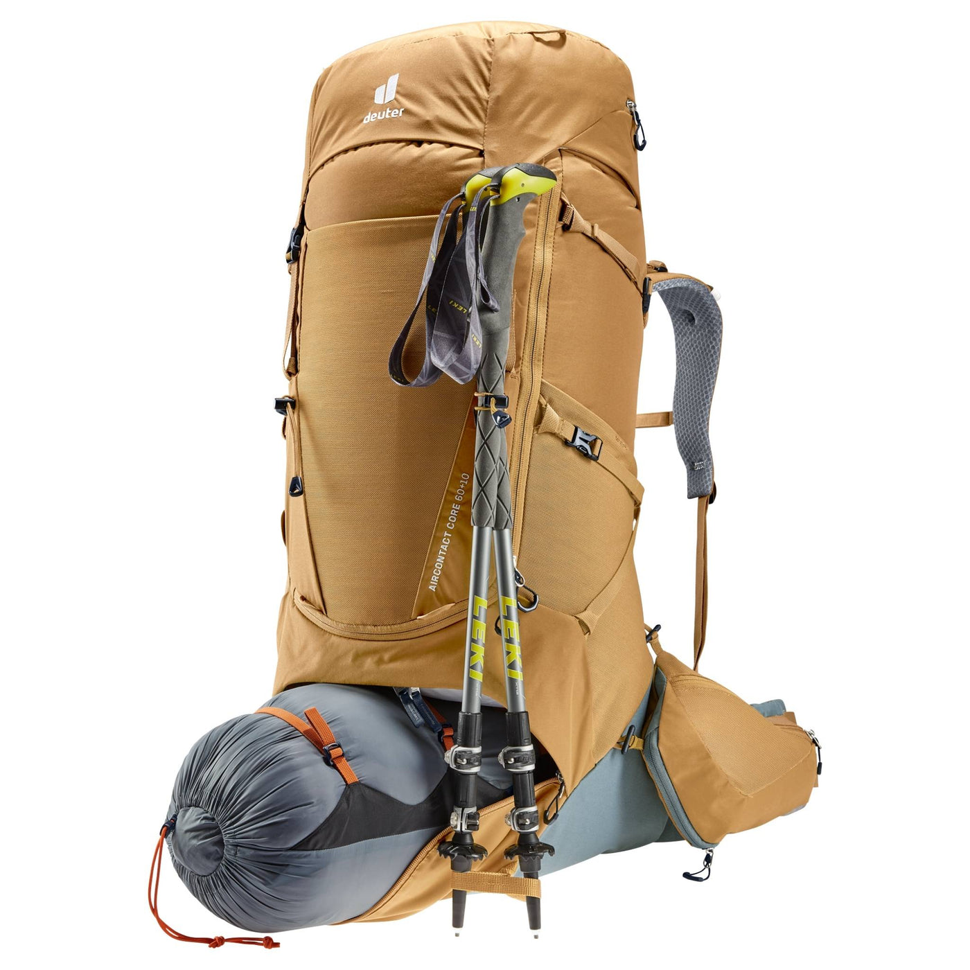 Deuter Aircontact Core 60 + 10 | Tramping & Hiking Packs NZ | Further Faster Christchurch NZ #almond-teal