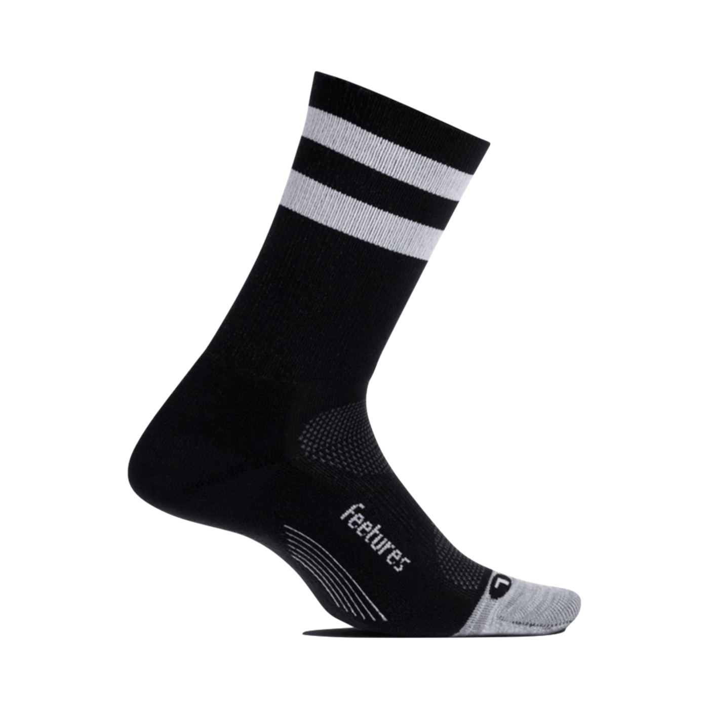 Feetures Elite Light Cushion Mini-Crew | Performance & Active Socks | Further Faster Christchurch NZ #black-high-top-stripe