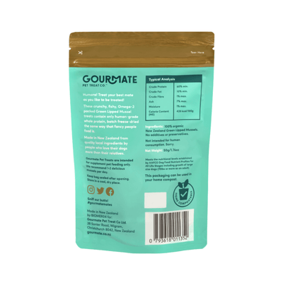 Gourmate Dog Treats Organic Green Lipped Mussels NZ | Dog Treats NZ | Further Faster Christchurch NZ
