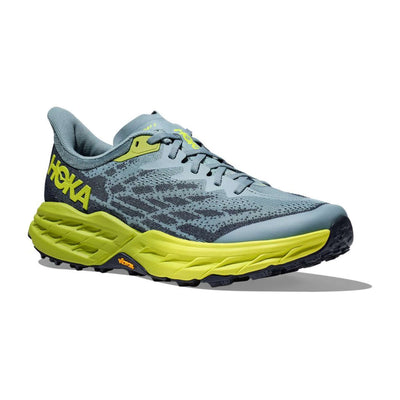 Hoka Speedgoat 5 Wide - Mens | Trail Running Shoes NZ | Further Faster Christchurch NZ #stone-blue-dark-citron