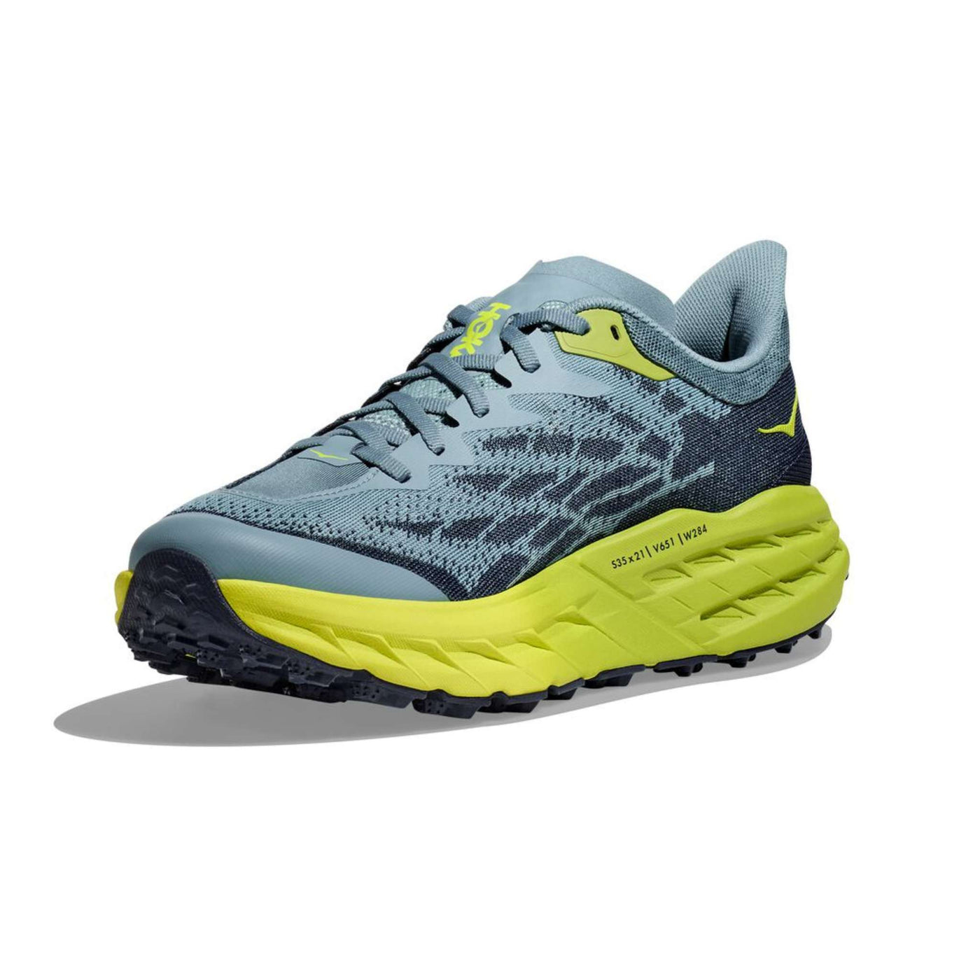 Hoka Speedgoat 5 Wide - Mens | Trail Running Shoes NZ | Further Faster Christchurch NZ #stone-blue-dark-citron