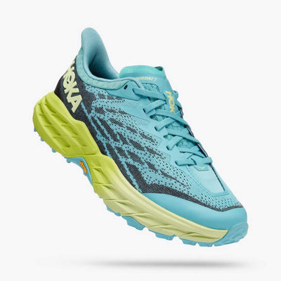 Hoka Speedgoat 5 - Womens | Trail Running Shoe | Further Faster Christchurch NZ #coastal-shade-green-glow