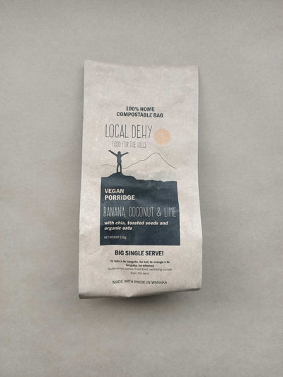 Local Dehy Banana Porridge Compostable Bag | Vegan Dehydrated Food NZ |  Local Dehy NZ | Further Faster NZ