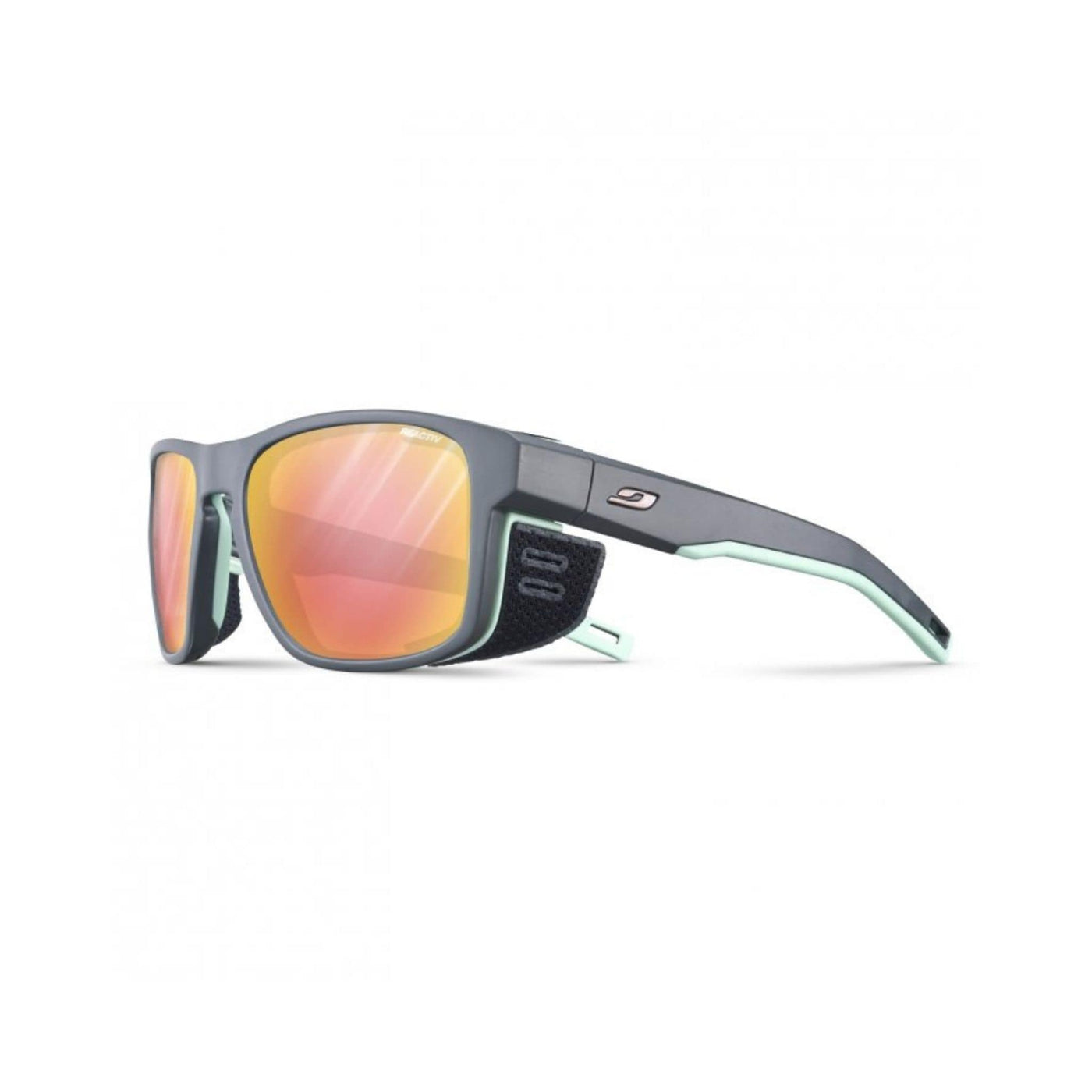 Julbo Shield M Dark Grey / Pastel Green Sunglasses - Reactiv All Around 2-3 Lens | Performance Eyewear | Further Faster Christchurch NZ