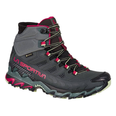 La Sportiva Ultra Raptor Mid Leather Gore-Tex - Womens | Womens Waterproof Hiking Boot | Further Faster Christchurch NZ #charcoal-cerise